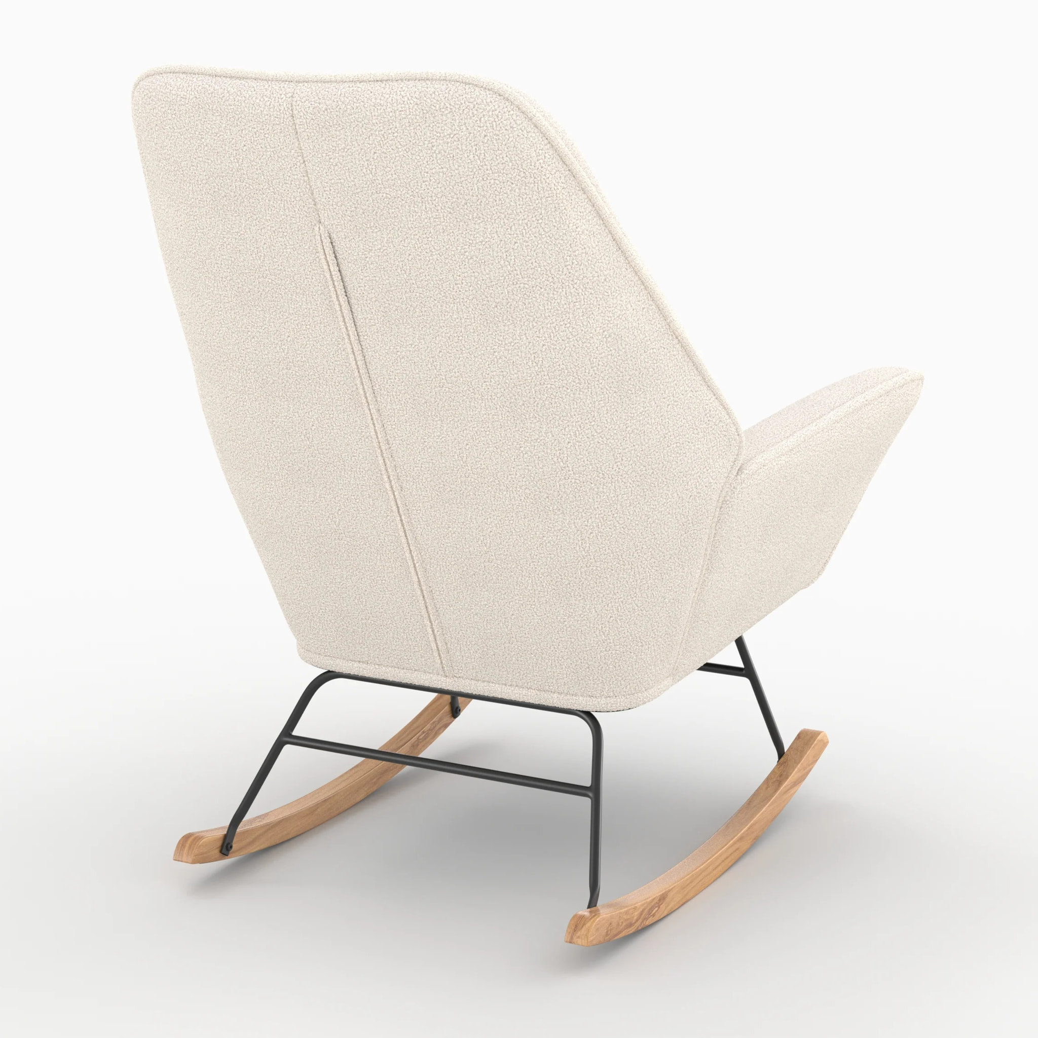 Rocking-chair en tissu bouclé blanc - Shaun