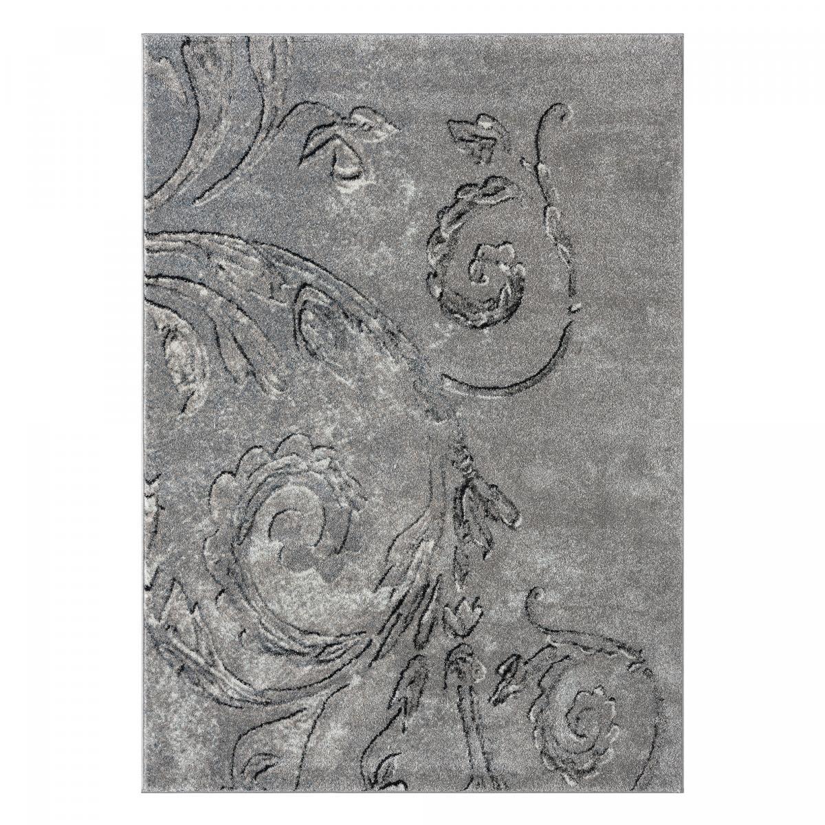 Tapis Pasa motif baroque gris et noir
