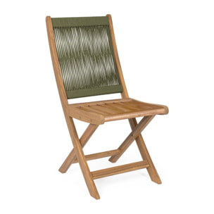 Set di sedie pieghevoli MONSARAZ in legno di acacia e corda verde oliva
