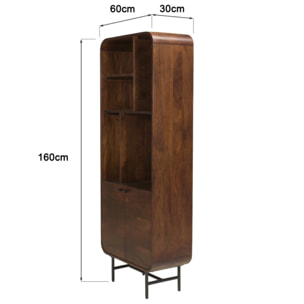 ALIX - Bibliothèque design bois foncé et métal noir 2 portes ALIX