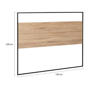 Tête de lit Memphis bois et noire avec fixation murale 145cm