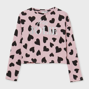 Maglia con scritta e cuori