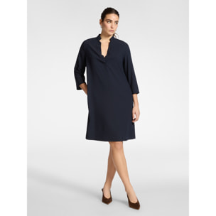 Elena Mirò - Abito in enver satin con scollo V - Blu