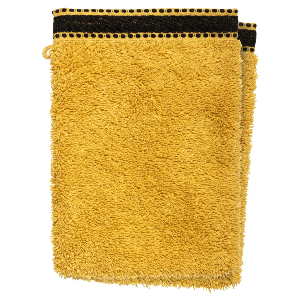 Lot de 2 gants de toilette "Joia" - coton 550 gr/m² - jaune moutarde 15x21 cm