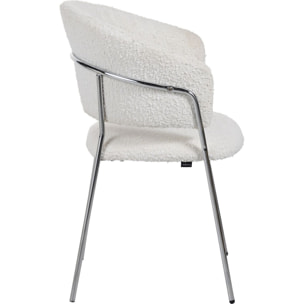 Lot de 2 chaises en tissu bouclé, piètement chromé - ISYA