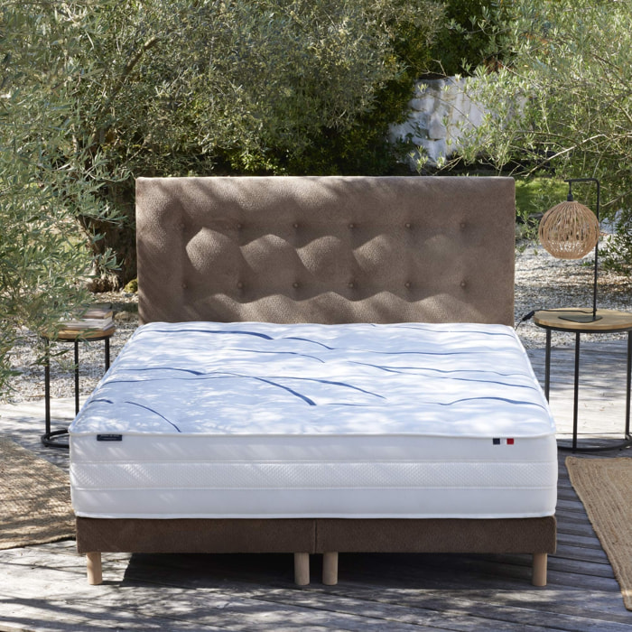 Ensemble matelas mémoire de forme MEMORIA + sommier, chenille bouclettes Moka