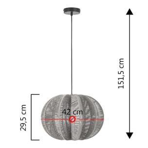 Lámpara de techo Kairi de papel trenzado, diámetro 42 cm