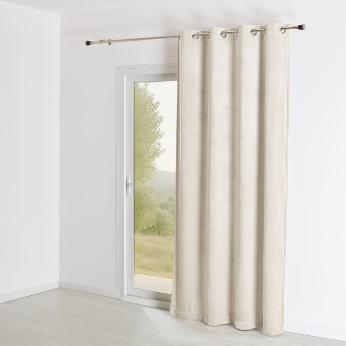 Rideau Ignifugé  M1 en velours premium - Ecru