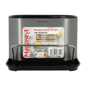 Organisateur d'évier en acier inoxydable et plastique