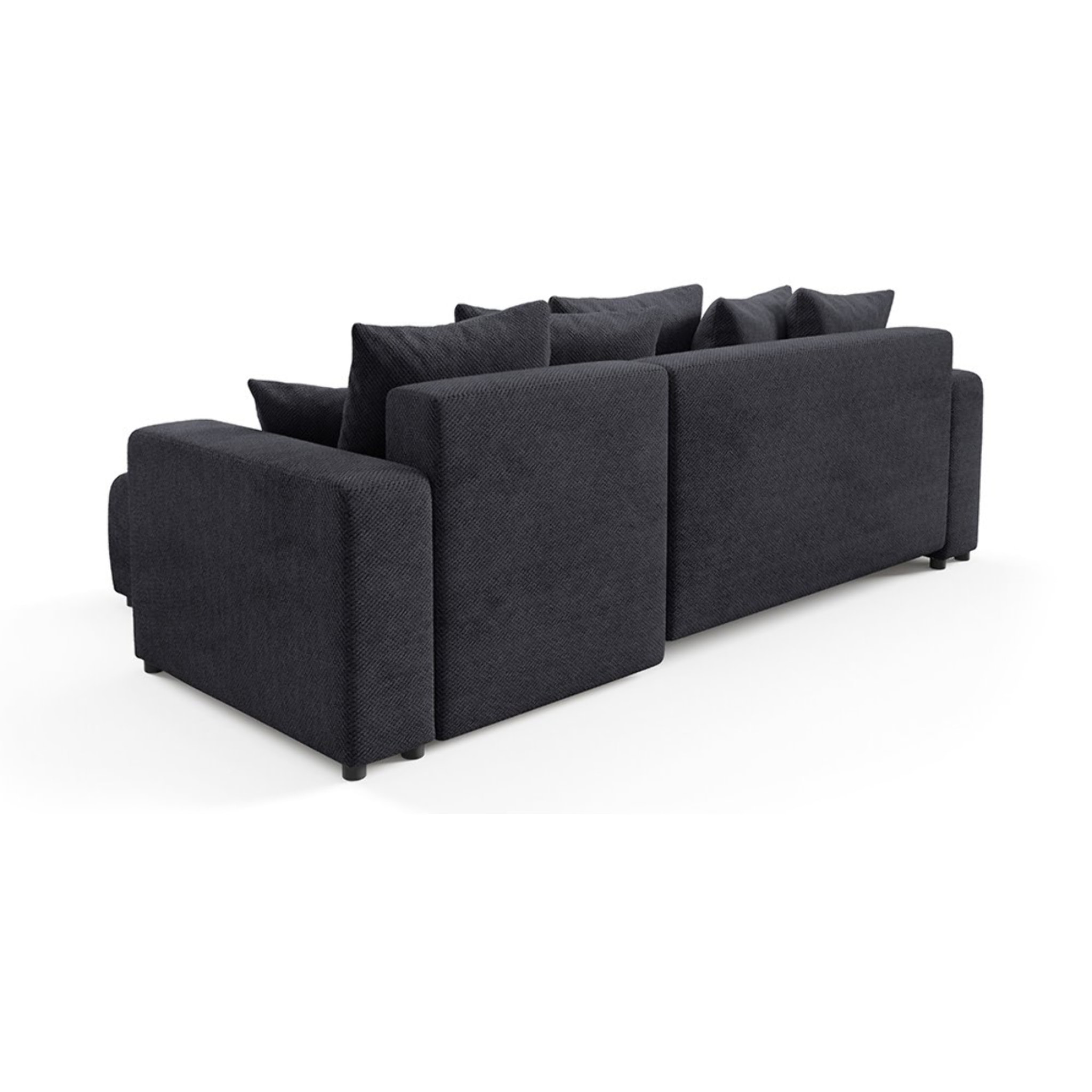 GLORIA - Canapé d'angle droit convertible 4 places en tissu noir