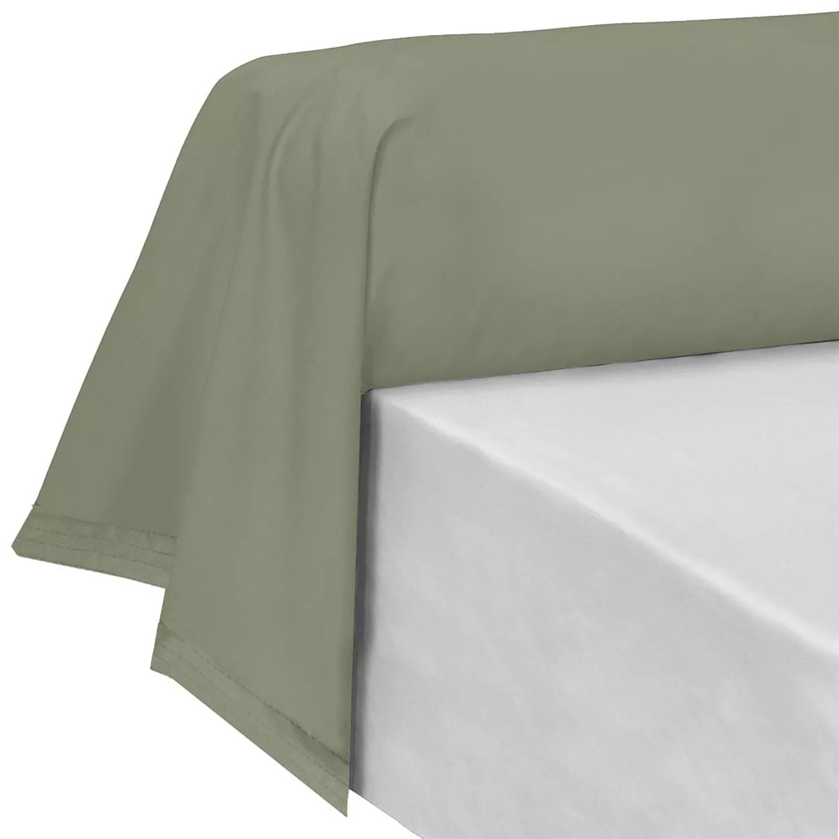 Taie de traversin percale de coton uni vert La percale francaise verde