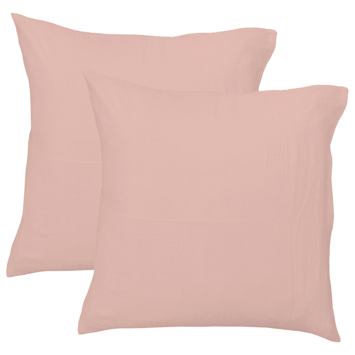 Set de 2 taies d'oreiller unies en coton, GAZE DE COTON