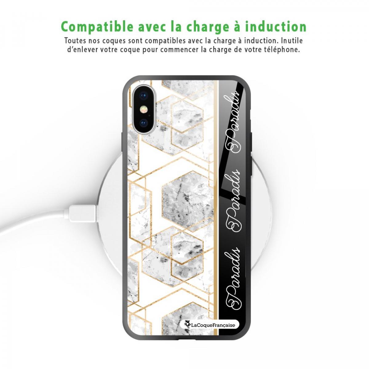 Coque iPhone X/Xs Coque Soft Touch Glossy Marbre Noir Paradis Design La Coque Francaise