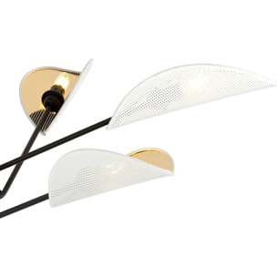 Lampada a sospensione Vene con paralumi a foglia bianco e oro