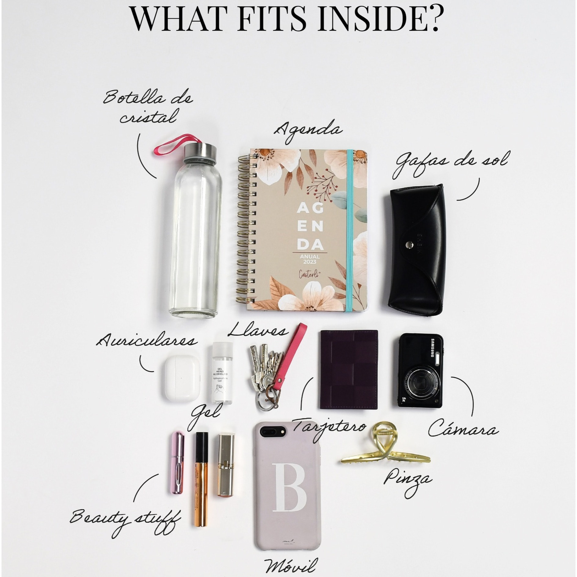 Bolso bandolera beige con doble cremallera