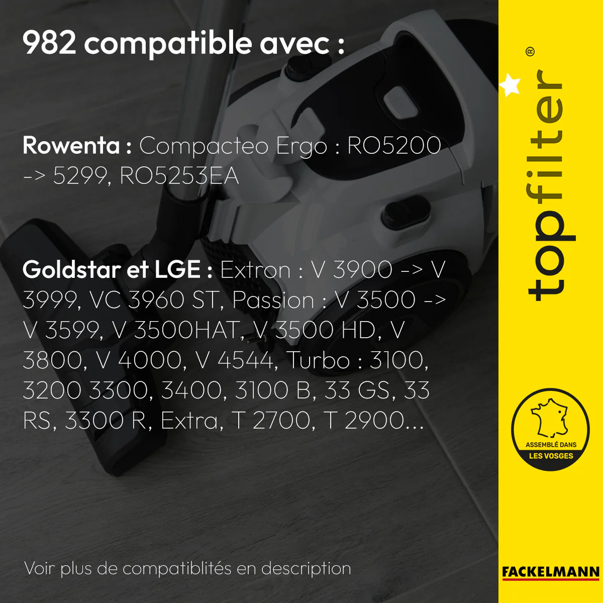 Lot de 4 sacs aspirateur pour Goldstar et LGE TopFilter Premium