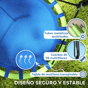 Columpio para Niños Redondo Columpio Jardín Exterior Ajustable Columpio Infantil Impermeable Carga 150 kg Ø100x180 cm Azul y Verde