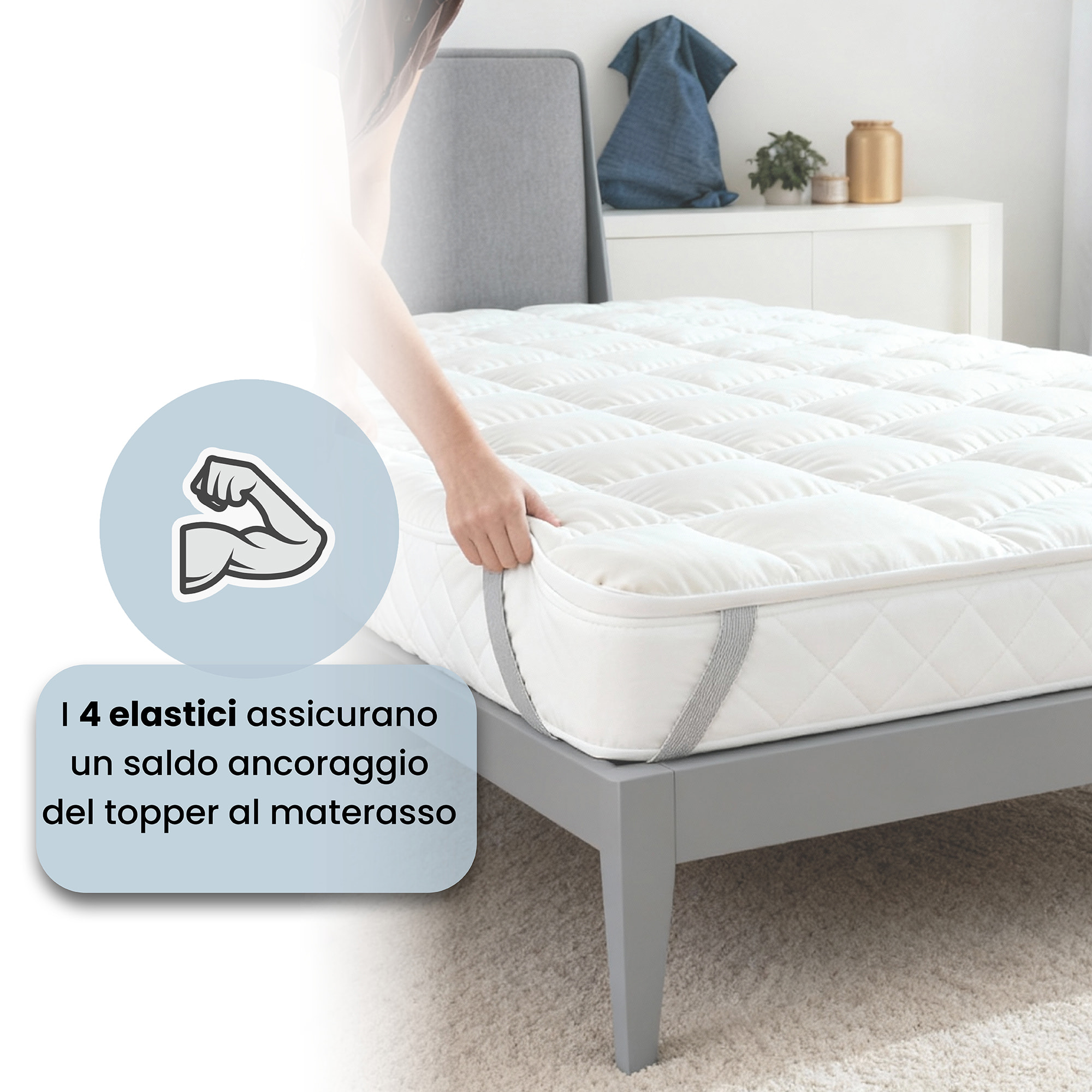 TOPPER PLUS TRAPUNTATO CON ELASTICI PIAZZA E MEZZA