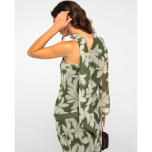Blusa asimétrica con estampado de flores de mujer