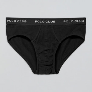 Pack di tre slip nero, grigio e blu marino con particolare Polo Club