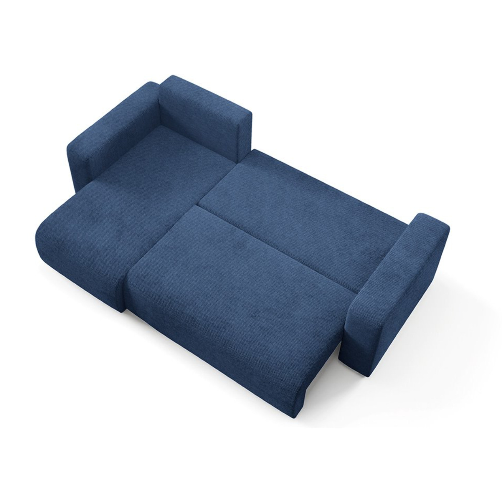 GLORIA - Canapé d'angle gauche convertible 4 places en tissu bleu