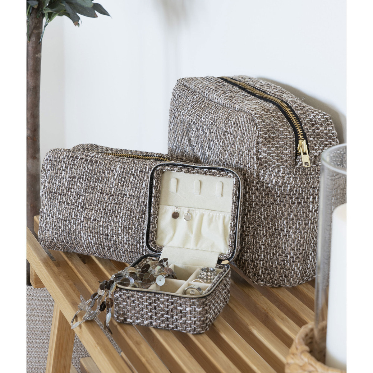 Borse da Toilette Safi Brown Mix — Set di 2