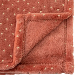 Plaid enfant "Berlingot" - flanelle - rose terracotta - 75x100 cm