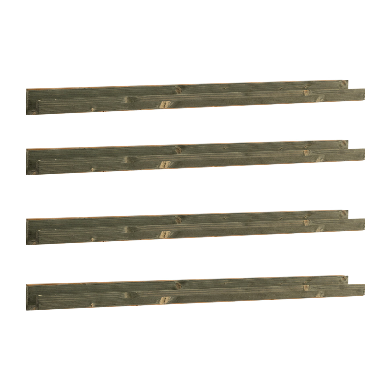 Pack 4 estantes de madera maciza flotante tono verde varias medidas