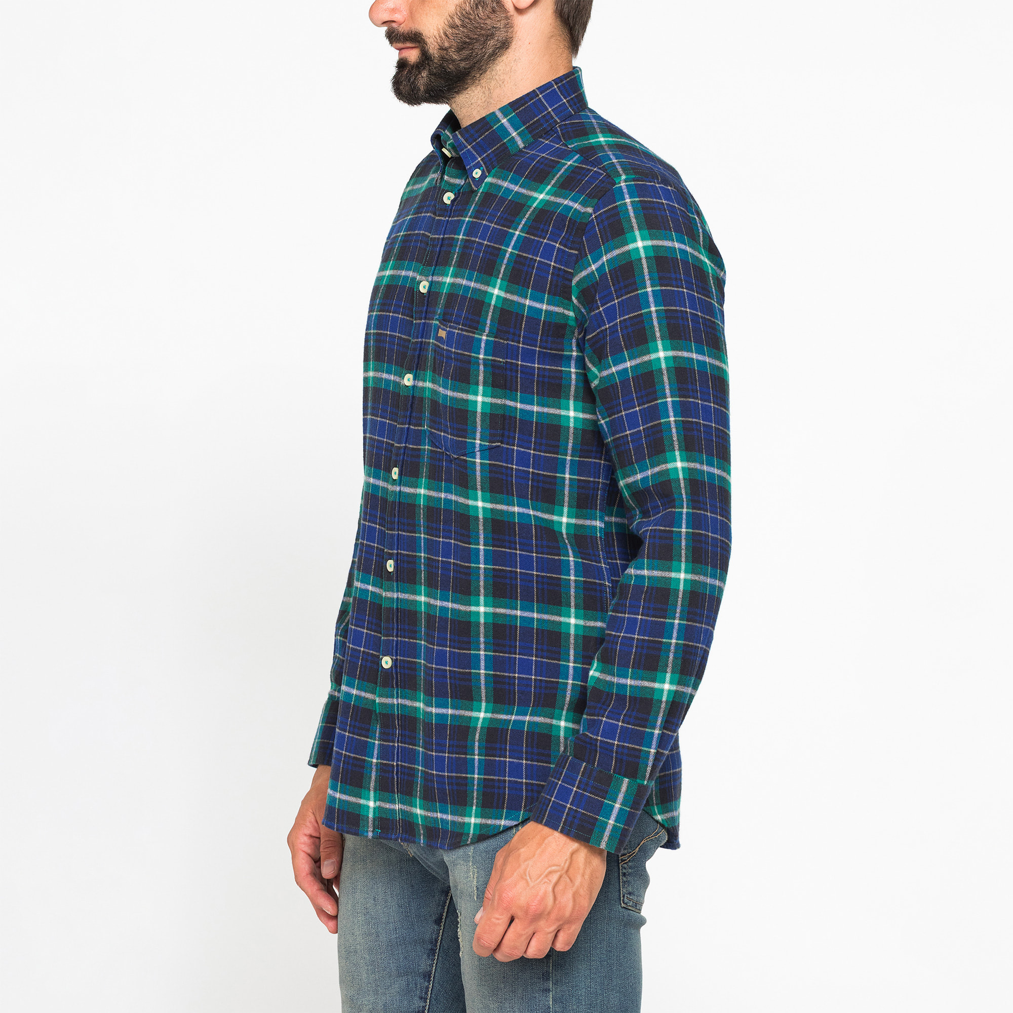 CAMICIA FANTASIA TINTO FILO IN FLANELLA LEGGERA