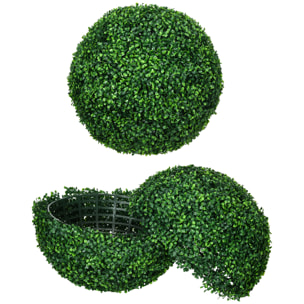 Lot de 2 buis artificiels topiaires artificielles en forme de boule Ø 50 cm PE vert