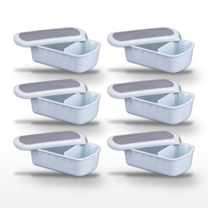 Lot de 6 Lunchbox Bleues à compartiment réglable Fackelmann Storage