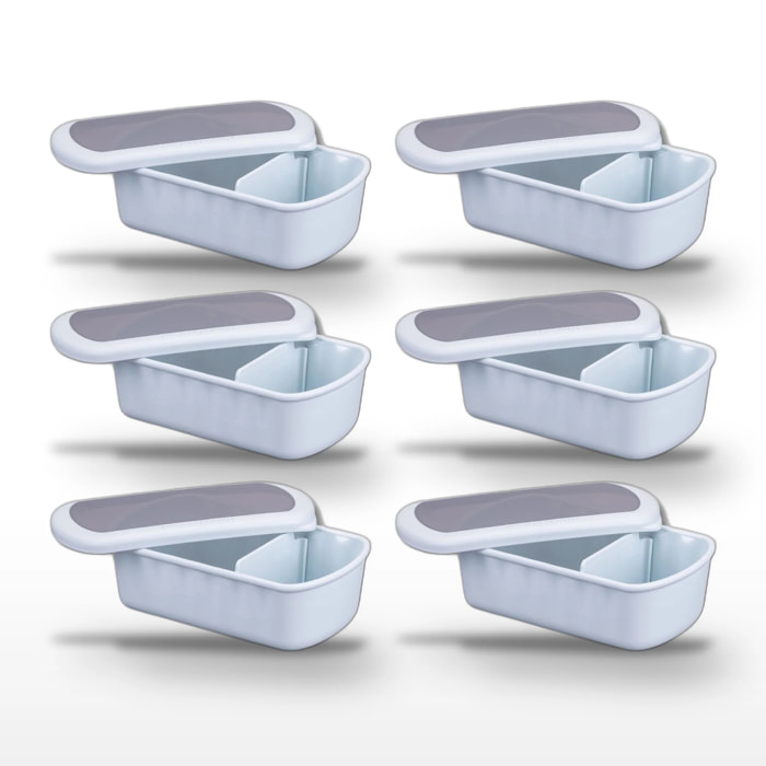 Lot de 6 Lunchbox Bleues à compartiment réglable Fackelmann Storage