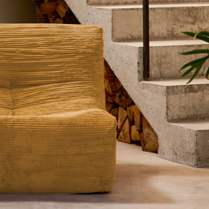 Chauffeuse velours côtelé 2 places moutarde L 91 x P 105 x H 72 cm - SOKOL