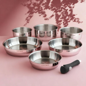 Set 7 pièces amovible inox 18 8 induction