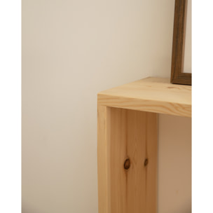 Estantería de madera maciza tono natural con 1 estante Alto: 74 Largo: 80 Ancho: 20