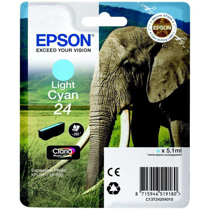 Cartouche d'encre EPSON T2425 Cyan Clair Série Eléphant