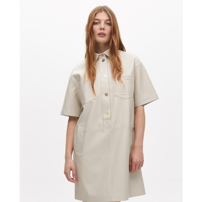Vestito Mini Dritto Effetto Pelle