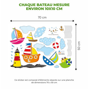 Stickers Muraux décoration adhésifs Bateaux et Nuages
