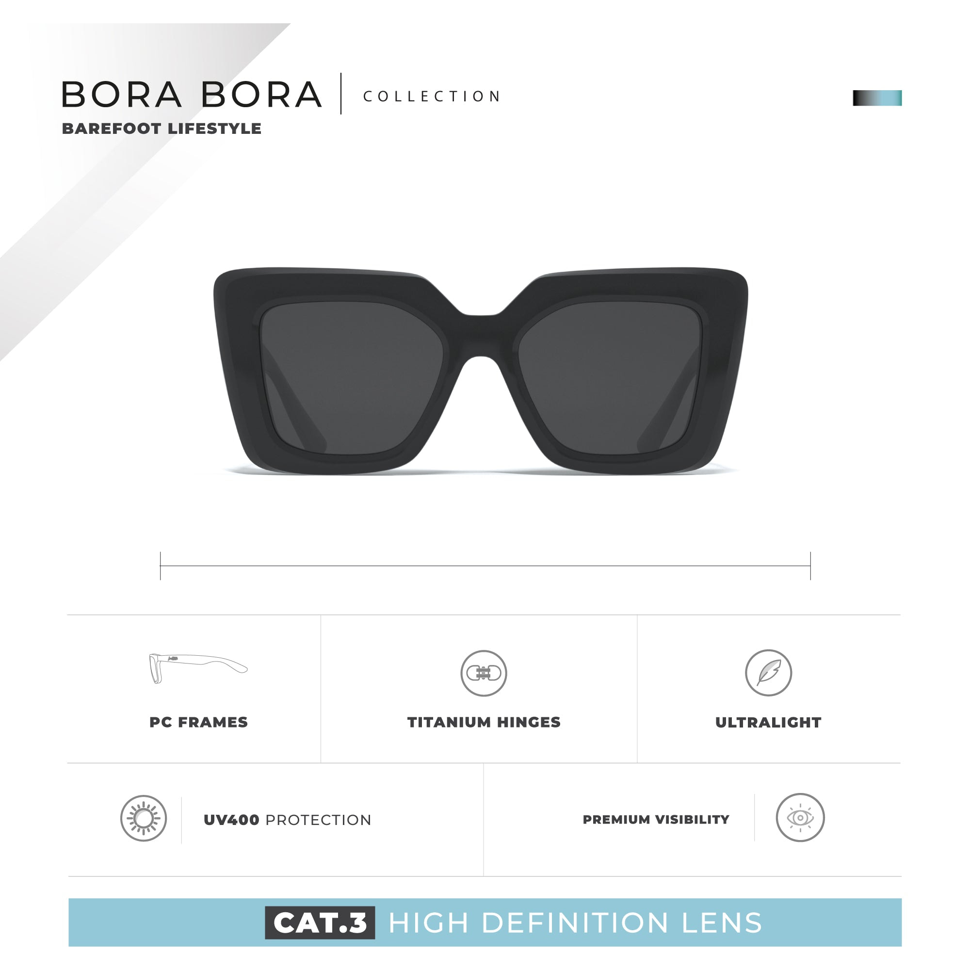 Gafas de Sol Bora Bora Negro Hanukeii para hombre y mujer