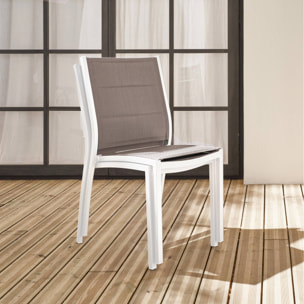 Lot de 2 chaises Chicago - Aluminium blanc et textilène taupe