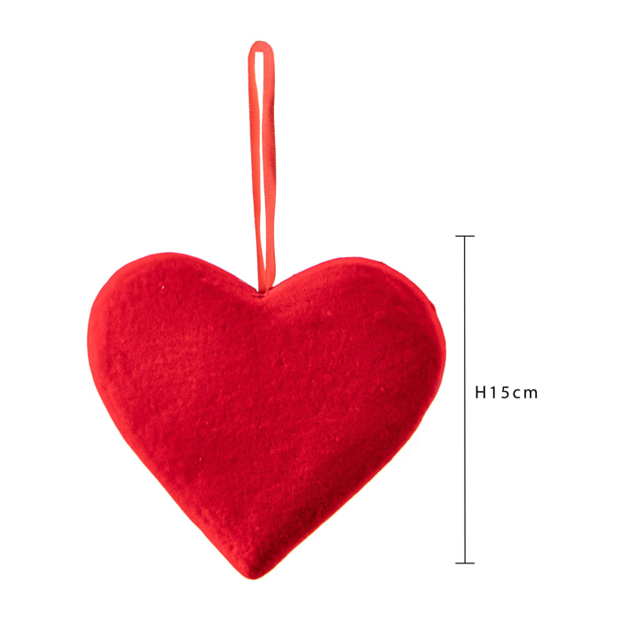 Cuore Floccato. Altezza 15 Cm - Pezzi 12 - 15X1,8X16cm - Colore: rosso - Bianchi Dino - Articoli Natalizi