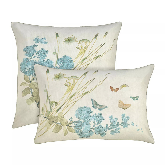 Taie d'oreiller pur coton lavé imprimé beige Caprices parchemin