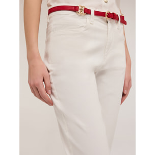 Motivi - Pantaloni carrot Rianne in cotone - Bianco