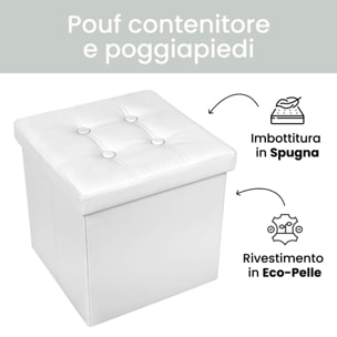 Pouf Contenitore Quadrato in Ecopelle, Pouf Poggiapiedi Imbottito in simil Pelle