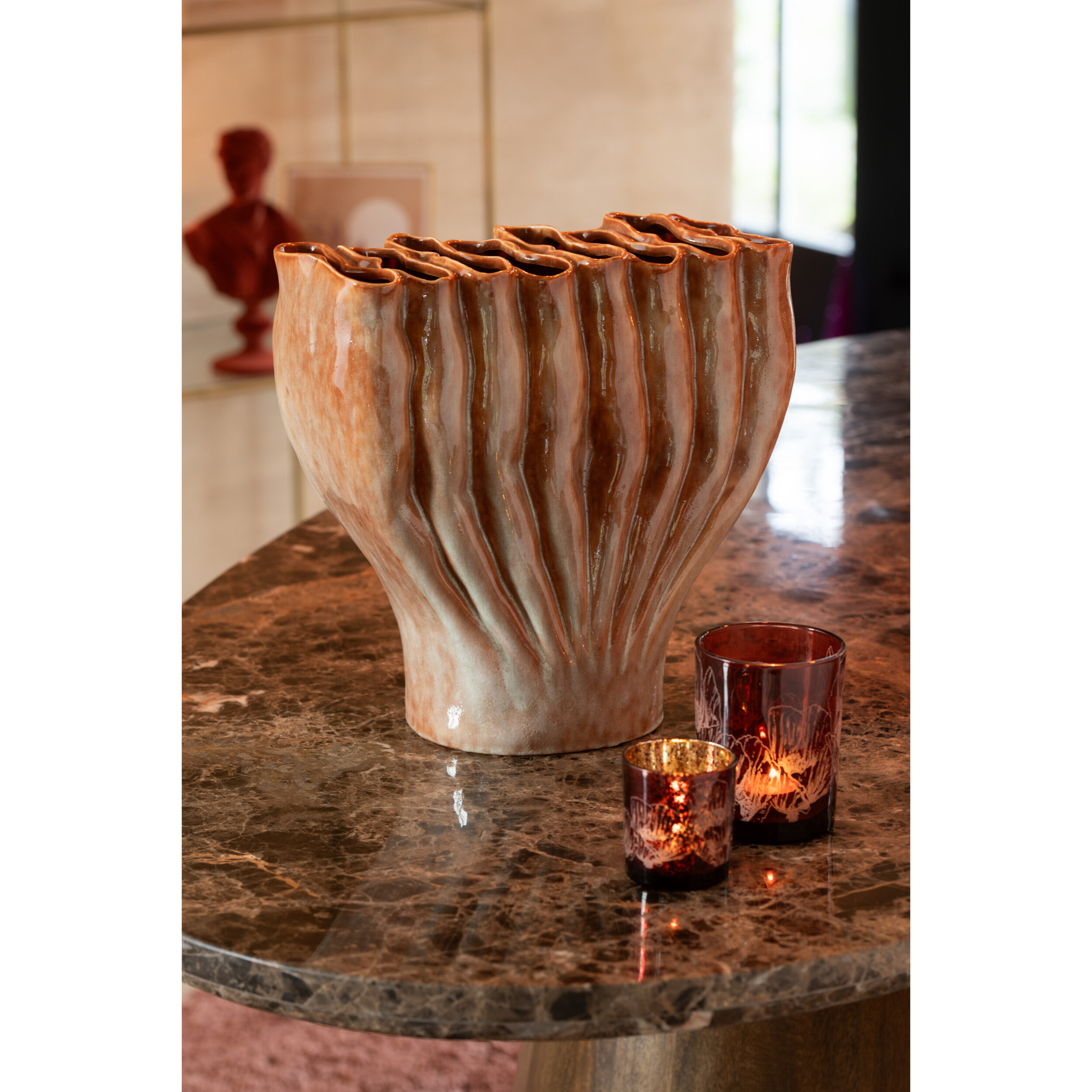 J-Line vase Multi Tubes Etroit - porcelaine - bronze