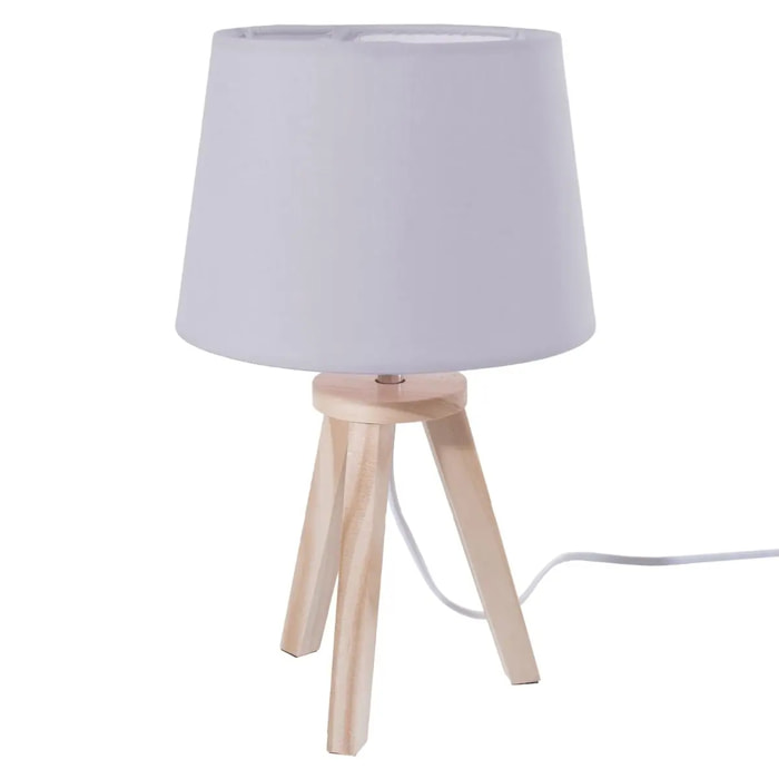 Lampe trépied H.30cm bois gris