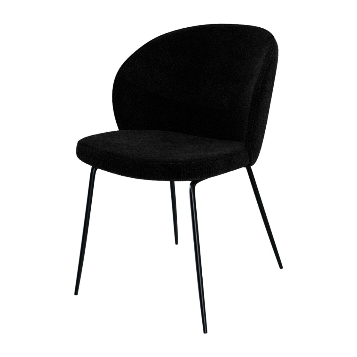 Lot de 2 chaises en tissu bouclé noir et pieds en métal - Groom