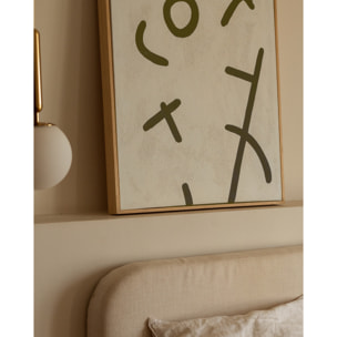 Cuadro beige y verde decorativo sobre algodón con bastidor de madera pintado a mano con pintura al óleo en varias medidas