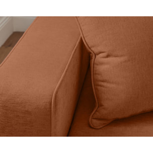 Topaze - canapé d'angle réversible - 4 places - convertible avec coffre - en tissu - Terracotta