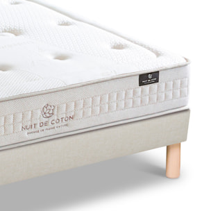 Ensemble Matelas Prélude 2.0 & & Sommier Lino, 25 cm, Latex 100% Naturel, Technologie Tri-Lattes, Soutien Ferme